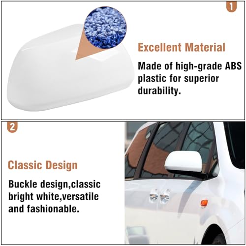 Moonlinks Compatible with Toyota Sienna 2012 2013 2014 2015 2016 2017 2018 2019 2020 Right Passenger Side Mirror Cover Replacement, White Right Side Clip-on Mirror Cap Replaces for 87915-08021-A0 - color: Right White