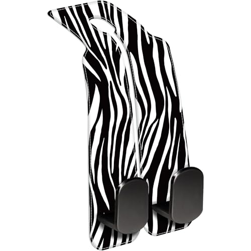 Purse Hook for Car Abstract Black Zebra 1 Pack Headrest Back Seat Hook Premium Leather Double Metal Hanger Storage Pack Bag Purse Holder Car Interior Accessories - color: Abstract Black Zebra
