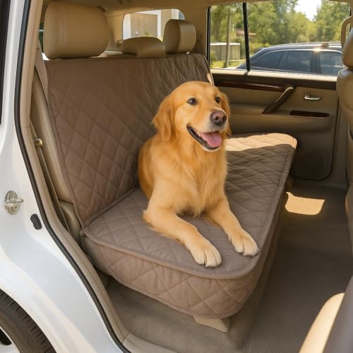 Formosa Covers Water Resistant Durable Deluxe Quilted Back Seat Bench Cover - Fits All Cars, Trucks, and SUVs - 56" W (Taupe) - color: Taupe