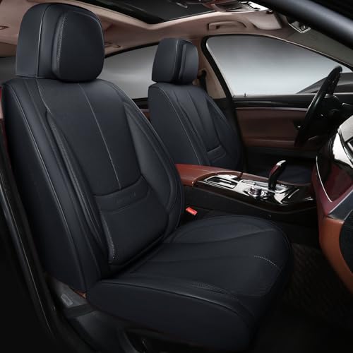 Car Seat Covers, Leather Seat Covers for Cars Full Set, Waterproof and Breathable Suitable for Most SUV/Truck/Sedan/Automotive 2 Pack (Black) - color: Black, size: 2 Pack