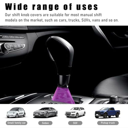 povtii Car Shift Boot Cover, Waterproof Canvas Fabric Manual Automatic Shift Knob Boot Dust Cover, Gear Gaiter Cover Auto Shift Boot Sleeve Protector, Universal Car Accessories (Purple) - color: Purple