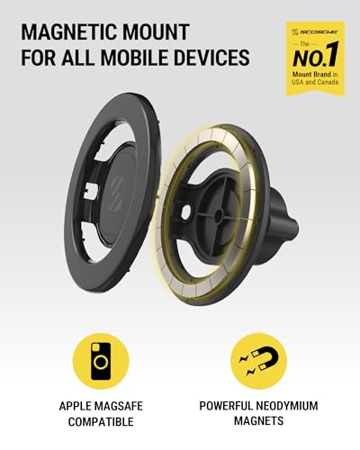Scosche MagicMount™ SMSWD Magnetic Phone Holder for Car Dashboard/Windshield, MagSafe Stand, Suction Cup Phone Mount Compatible with iPhone 16 15 14 13 12 Series, Mag Safe Case & All Cell Phone - size: 1 Pack, style: Window / Dash Suction
