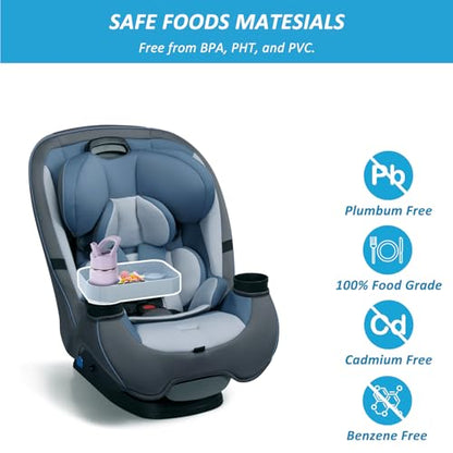 Car Seat Snack Tray for Toddlers, Reduces Mess Square Travel Tray Cup Holder Snack Tray, Durable Car Food Tray for Kids, Universal Fit Kids Travel Road Trip Essentials(Gray) - color: Gray