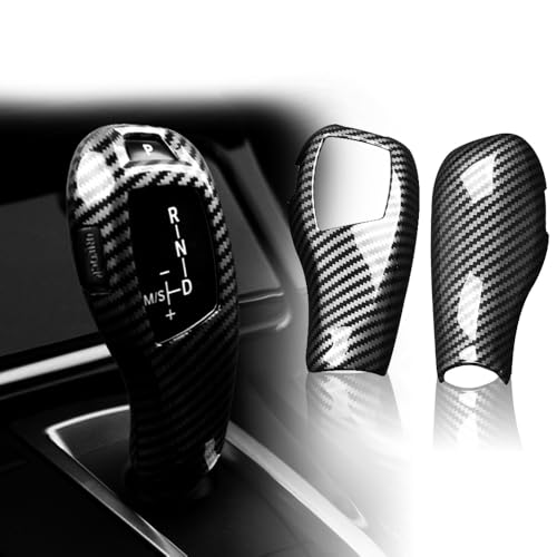 Car Gear Shift Knob Cover Carbon Fiber Grain Interior Trim Protector Accessories for BMW F06 F07 F10 F18 F20 F21 F22 F23 F30 F31 F32 F34 F35 X3 X4 X5 X6 1 2 3 4 5 Series GT(2010-2019) - size: BMW-2PCS
