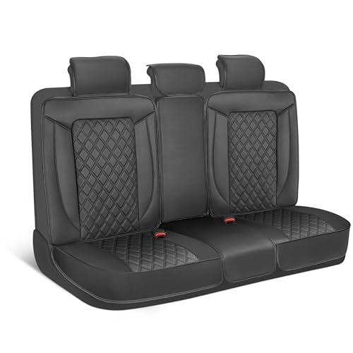 MotorBox Prestige Premium Seat Covers, Semi-Custom Fit Black Car Seat Covers for Rear Bench Automotive Interior Cover for Car Truck Van SUV, Made with Faux Leather for Superior Feel & Durability - color: Black, size: Rear Bench