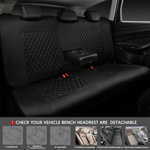 CAR PASS Mint Leather Seat Covers Full Set-Universal Quilting Cute Girly Car Seat Cover with 5mm Composite Sponge Inside,Airbag Compatible,2zipper Bench for Most Sedan,SUV,Truck(Full Set,Mint) - color: Black and Mint, size: Full Set (Front and Rear)