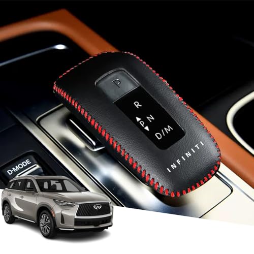 Great-luck Genuine Leather Automatic at Gear Shift Knob Cover Protector Trim,The car Interior Accessories(Red Stitches) for Infiniti QX50 2025 2026 QX60 2022 2023 2024 2025 2026 - color: red Stitches, size: QX60
