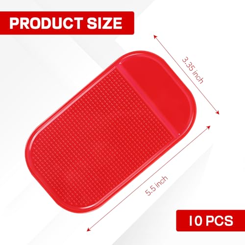 10PCS Car Dashboard Non-Slip Mat, Multifunctional Anti-Slide Sticky Pad for Auto Dashboard, Anti-Slip Dash Pad for Cell Phone, Radar Detector, Keys, Glasses, GPS, Coins (Red) - color: Red