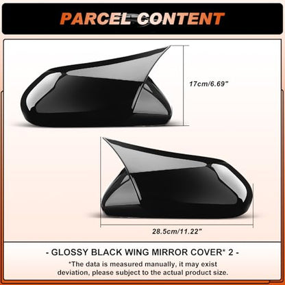 ACLONG Glossy Black Mirror Covers Fit for Toyota Camry 2018-2025 – Ox Horn Design, Driver & Passenger Side Rearview Cap Replacement (1 Pair) - size: Fit for Camry 2018-2025-Ox Horn-Glossy Black