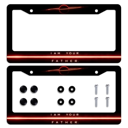 Galaxy Car Front License Plate Frame Red Planet Word Art I Am Your Father Personalise License Plate Frames Stainless Steel Metal Car Plates Tag Funny Decor Men Women 12.2"x6.2" - color: Galaxy