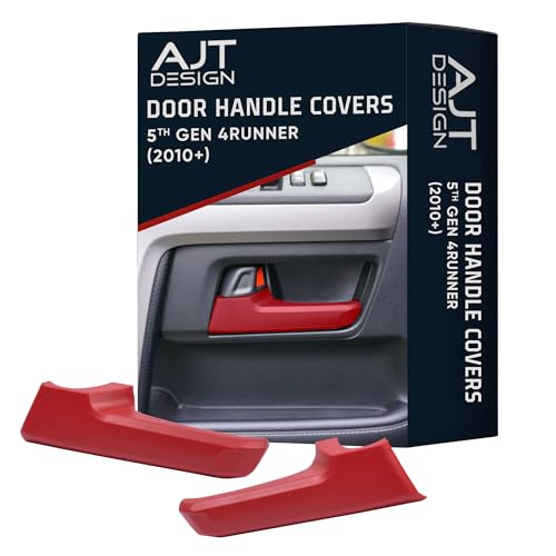 AJT DESIGN Door Handle Covers Compatible with Toyota 4Runner 2010+ (5th Gen) | 5th gen 4runner Chrome Delete Accessories | ABS Plastic Front & Back Interior Car Door Handle Cover| Made in USA | Red - color: Red