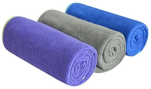 SINLAND Microfiber Gym Towels Super Absorbent Compact Travel Workout Towel Quick Dry Camping Sweat Towel for Sports Beach Swimming Backpacking Hiking and Yoga Men Women 16 Inch X 32 Inch - color: Slate Grey+grape+blue Orichil