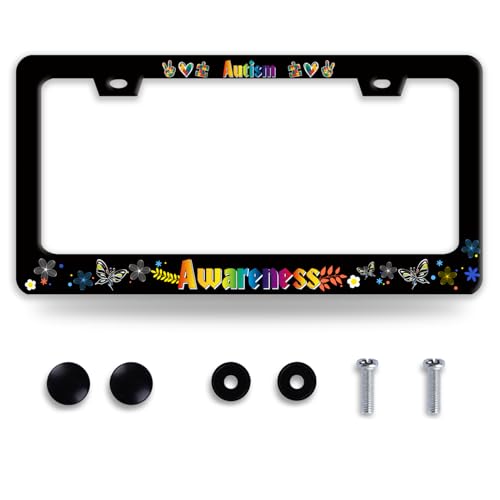 Autism Awareness License Plate Frame Colorful Puzzle License Plate Frames Funny Auto Accessory Stainless Steel Autism License Plate Decoration for Women Men 12 x 6 Inch - color: Funny Autism Awareness