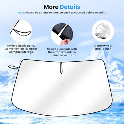 Canvcle Windshield Sun Shade for Hyun-dai Ioniq 5 Accessories 2022-2025 2026 Upgraded Double-Layer Front Window Sunshade Cover Sun Visor Protector Foldable Block UV Rays Keep Vehicle Cool - size: 1PCS Hyundai Ioniq 5 2022-Present