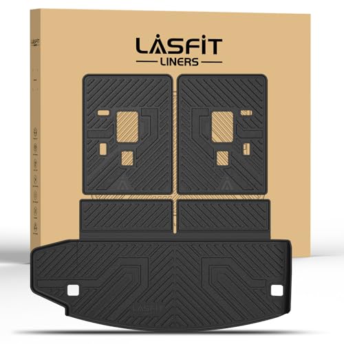 LASFIT Trunk Mat for Dodge Durango 2011-2026, Fit 2nd Row Bench Seating(7seats) & 2nd Row Bucket Seating 6seats, Not for 5 Seats, All Weather TPE Custom Fit Car Mat Cargo Liner, Black - style: 5) Durango | 2016-2026 |7-Seat/6-Seat Trunk Mat