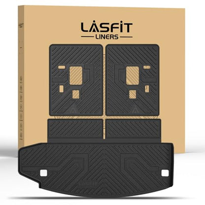 LASFIT Trunk Mat for Dodge Durango 2011-2026, Fit 2nd Row Bench Seating(7seats) & 2nd Row Bucket Seating 6seats, Not for 5 Seats, All Weather TPE Custom Fit Car Mat Cargo Liner, Black - style: 5) Durango | 2016-2026 |7-Seat/6-Seat Trunk Mat
