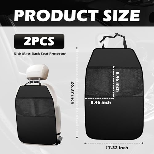 2PCS 2026 New Car Seat Back Protector,Hanging Back of Seat Protector with Mesh Pockets to Avoid Scratches & Stains,Universal Kick Mats Backs Seats Protectors for Most Cars & SUVs