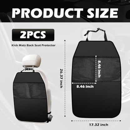 2PCS 2026 New Car Seat Back Protector,Hanging Back of Seat Protector with Mesh Pockets to Avoid Scratches & Stains,Universal Kick Mats Backs Seats Protectors for Most Cars & SUVs
