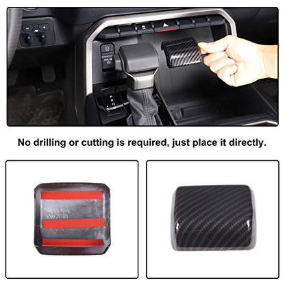 Aunginsy Car Gear Shifter Hand Brake Trim Cover Compatible with Toyota Tundra 2022+, Sequoia 2023+ & Tacoma 2024+, ABS Automatic Center Console Gear Shift Head Knob Scratch Protector Cover Accessories - color: Carbon Fiber Pattern(A)