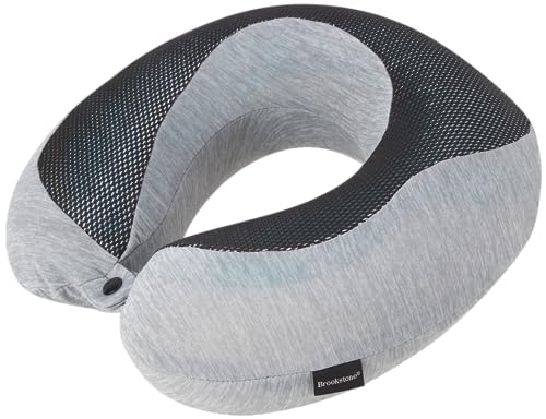 Brookstone Cool Touch Memory Foam Head and Neck Travel Pillow for Vacations, Airplanes, Trains, Buses, and Cars, Dark Grey - color: Dark Grey