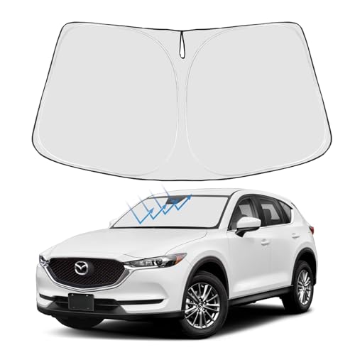 Proadsy 2026 Upgrade Windshield Sun Shade Custom Fit Mazda CX5 CX-5 2017-2025 2026 4-Layer Foldable Front Sunshade Protector Sun Visor Blocks UV Rays Keep Car Cooler - size: Mazda Cx-5 2017-2024 2025
