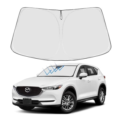 Proadsy 2026 Upgrade Windshield Sun Shade Custom Fit Mazda CX5 CX-5 2017-2025 2026 4-Layer Foldable Front Sunshade Protector Sun Visor Blocks UV Rays Keep Car Cooler - size: Mazda Cx-5 2017-2024 2025
