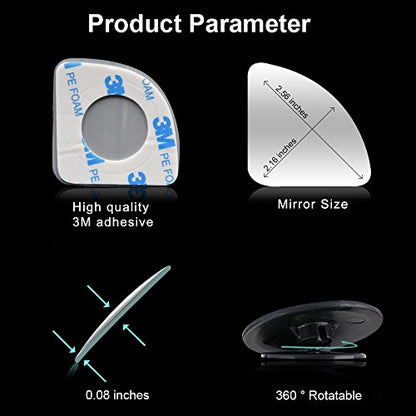 Frameless Blind Spot Mirror for Cars - 2 Pack HD Glass Convex Rear View Mirror, 360° Rotate Sway Adjustable Side Mirror for SUV, Truck, Van - Driving Safety Accessories - style: Sector