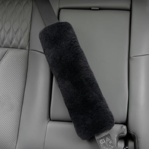 Aegis Cover Sheepskin Seat Belt Cover, Premium Australian Merino Wool Padding, Ultra-Soft & Durability, 0.5" Thick Seat Belt Pads, Universal Fit for Car, Truck, SUV 2Pack (Charcoal) - color: CHARCOAL