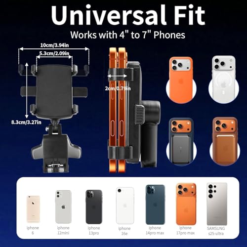 YUHENG Car Phone Holder Mount for Dashboard Rearview Mirror Sun Visor,360° Rotation & Strong Grip,Universal Adjustable Phone Clamp for iPhone 17 Pro Max 3–7” Phones | One-Hand Use, No-Block View