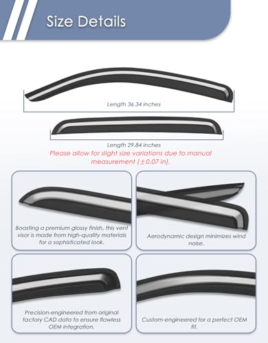 Extra-Thick Window Rain Guard for Toyota Tacoma 2005-2015 Double Cab Rain Guards Tape-on Side Truck Window Visors Low Profile Vent Visor Window Deflectors Vent Shades Car Accessories - size: Fit for 2005-2015 Toyota Tacoma Double Cab