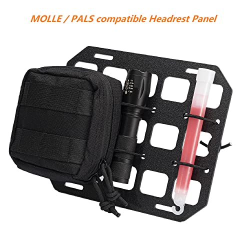 TACNEX Car Headrest Organizer MOLLE Panel for Vehicle Seat Back EDC Pouch Tool Holster Bag Gadget Holder Backpack Insert Panel Tactical Gear Rack Truck Equipment Plate Modular Storage Shelf - style: Headrest Panel