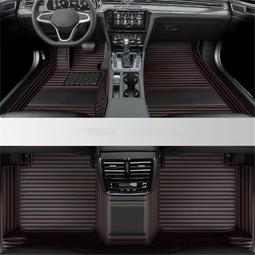 Custom Car Mats All Weather Fit Automotive Floor Mats PU Leather Protector Mat for Most Sedan, SUV, Truck Floor Mats (Black Red) (3D Black red car mats) - color: 3D black red car mats