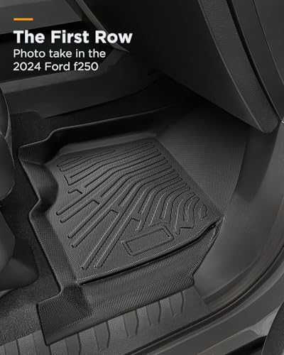 CarQiWireless Floor Mats for Ford F-250/F-350/F-450 2017-2024 2025 2026 Super Duty Crew Cab（Not Fit Exteded/Regular Cab）,All Weather Heavy-Duty TPE Full Set Liners Truck mats Accessories