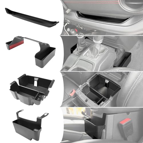 Center Console Organizer for 2024 2025 Jeep Wrangler JL JLU 4XE/Gladiator JT Gear Shift Console Side Tray GrabTray Passenger Hanging Armrest Storage Box for Wrangler&Gladiator(24+ 4-piece) - color: 24+ 4PCS Center Console Organizer