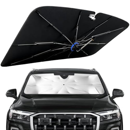 Windshield Sun Shade for Audi Q7 2016-2026 with 360° Rotating Shaft, Custom Fit Umbrella Sunshade for UV Blocking, Interior Heat Protection, Easy Storage - size: Fit for Audi Q7 2016-2026