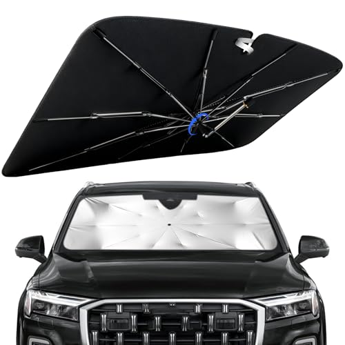 Windshield Sun Shade for Audi Q7 2016-2026 with 360° Rotating Shaft, Custom Fit Umbrella Sunshade for UV Blocking, Interior Heat Protection, Easy Storage - size: Fit for Audi Q7 2016-2026