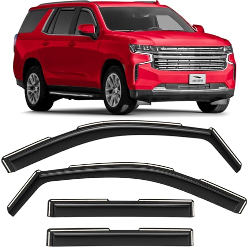 Voron Glass in-Channel Extra Durable Rain Guards for Chevrolet (Chevy) Tahoe 2021-2026, Window Deflectors, Vent Window Visors, 4 Pieces - 200887 - color: For Tahoe 21-26