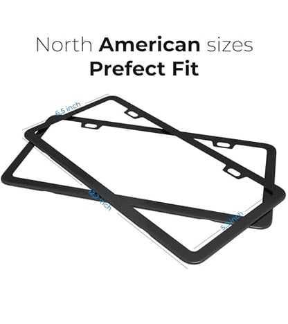 Black License Plate Frame - 2-Hole Sleek Style, Stainless Steel, Premium Metal Durability, Easy Install, 2-Pack Gift Box - Matte Painted Finish - color: Matte Black(Top-Purchased)