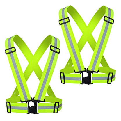 Reflective Vest, High Visibility Safety Vest Straps Reflective Gear for Night Running Walking Cycling for Men Women Kids - color: Green