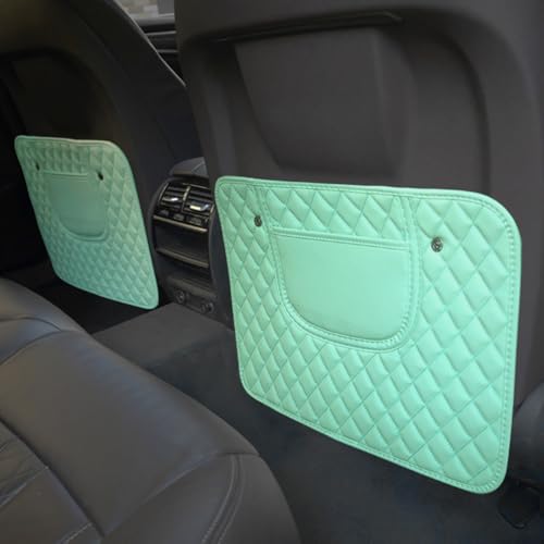 SUTSU Kick Mats Back Seat Protectors - Premium Leather Car Seat Back Protector with 2 Storage Pocket, Fits Most Cars - Stylish Car Interior Decor Accessories for Women & Girls 2Pcs (Green-Short) - color: Green-short