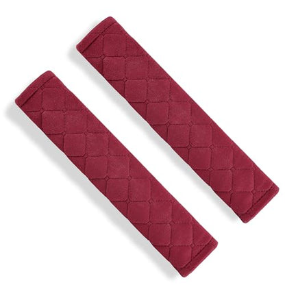 Amooca Automotive Seat Belt Cover Soft Suede Universal Fit Seatbelt Shoulder Pad Neck Protector Cushions for SUV Trucks Airplane Backpack 2 Pack Wine Red - color: Wine Red