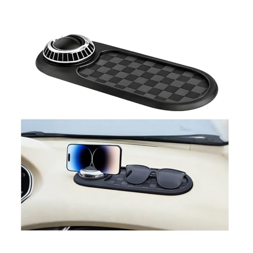 Car Dash Anti-Slip Pad, 3-in-1 Rotatable Dash Non-Slip Mat with Phone Holder & Temporary Parking Number, Multifunctional Dashboard Grip Mat for Key Gadgets, Universal Fit (Gray/Silver) - color: Gray/Silver