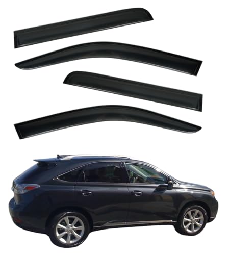 4Pcs Window Visors Vent Deflectors for Lexus RX350 RX450h 2010-2015 Tape-on Rain Guards Shade - size: RX350 RX450h 2010-2015