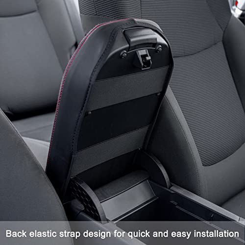 JDMCAR Center Console Armrest Cover for 2025 Toyota RAV4 Accessories 2024 2023 2022 2021 2020 2019 Leather Middle Console Lid Cover Pad Protector Elbow Arm Rest Covering Car-(Red) - color: Cover-Red