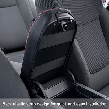 JDMCAR Center Console Armrest Cover for 2025 Toyota RAV4 Accessories 2024 2023 2022 2021 2020 2019 Leather Middle Console Lid Cover Pad Protector Elbow Arm Rest Covering Car-(Red) - color: Cover-Red