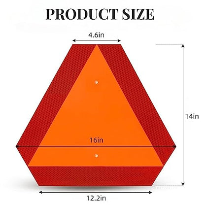 Slow Moving Vehicle Sign,Slow Moving Vehicle Triangle Golf Cart Accessories，14"X16", Safety Triangle Road Sign，for Farm Vehicles ，Golf Carts ，Tractor and Maintenance Vehicles