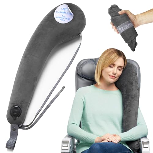 TRAVELREST All-in-One Travel Neck Support & Body Pillow - Airplane Pillow for Long Flight Comfort, Travel Essentials, Sleeping Accessories, Memory Foam, Headrest Support Seat for Car (Grey) - color: Grey, size: Premium (With Cover)