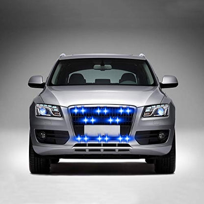 Blue 16LED Grille Strobe Lights Dash Deck Visor Police Flash Lights Car Truck Ambulance Emergency Warning Strobe Lights With Remote Control Wireless 12V - color: blue, size: 8 in 1