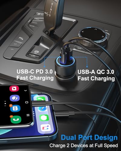 USB C Car Charger 4-Pack, OKRAY 36W Dual USB PD3.0&QC3.0 Fast Charging Phone Car Chargers 12v Cigarette Lighter Adapter Compatible for iPhone 17 16 15 14 13 12 Pro, Samsung Galaxy S25 S24 A35, Pixel 9 - color: Black, size: 4-Pack