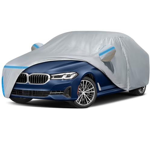 Car Cover for 2007-2026 BMW 5 Series 528i 530i 535i 540i M5 M550i M550, Waterproof Custom-fit All Weather Sun Rain UV Dust Snow Protection Outdoor Car Cover with Door Zipper and Cotton Lining - size: 5 Series Cover